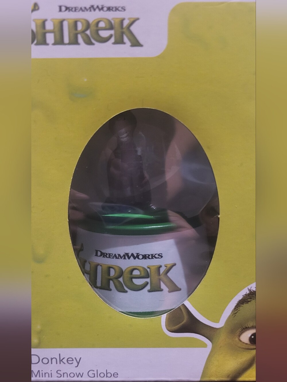 SEALED DreamWorks Shrek Donkey Mini Snow Globe - Yellow and Green